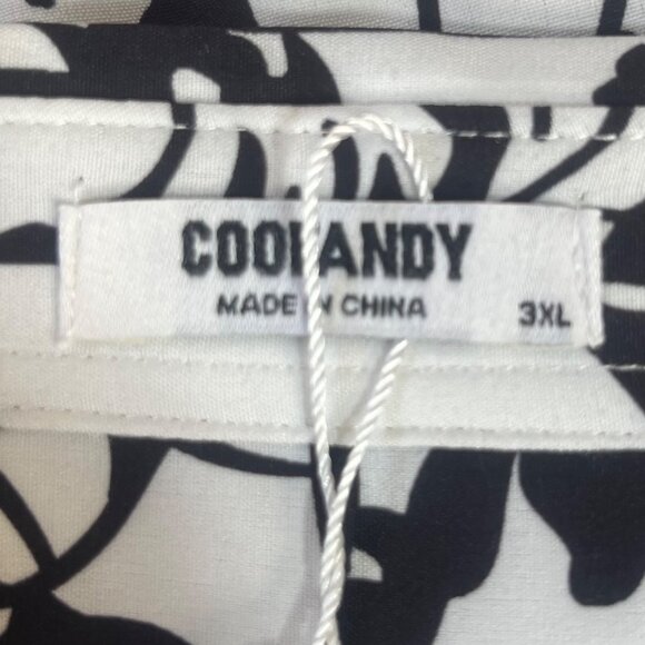 Cofandy Button Front Shirt Mens 3XL Black White New Abstract Print - Picture 6 of 9